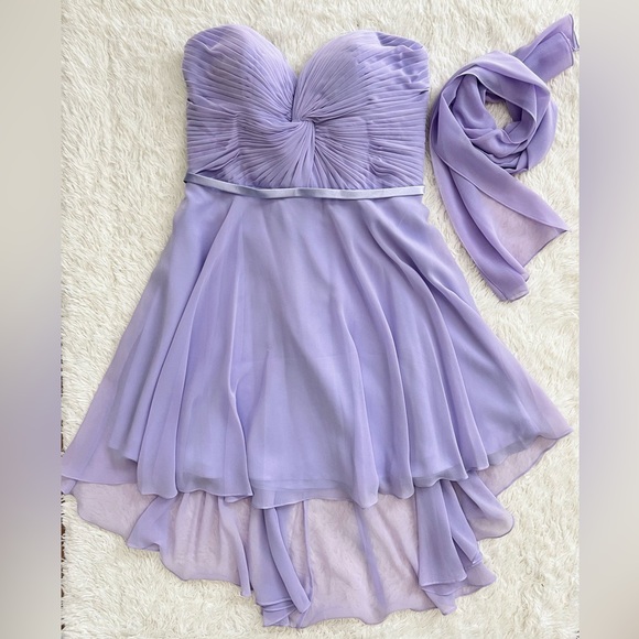 NEW Plus Size 16 Lavender Strapless Chiffon Corset Back dress High Low Hem - Picture 1 of 5